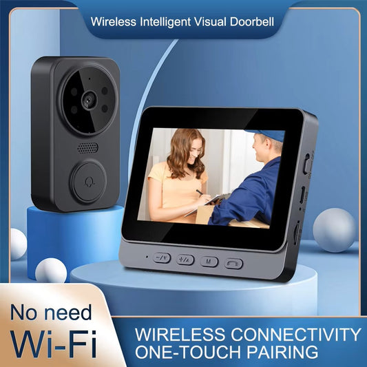 Wireless Video Doorbell with 4.3-Inch IPS Screen – HD Smart Intercom System