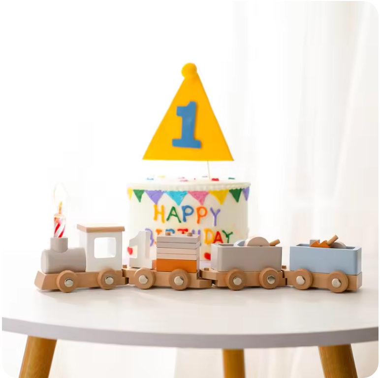 Comboio de Madeira com Números – Brinquedo Educativo Montessori de Puxar para Crianças Pequenas