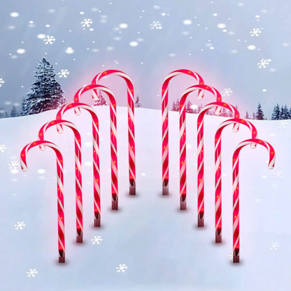 Luces LED de camino con forma de bastón de caramelo para exteriores – Decoraciones navideñas para patio