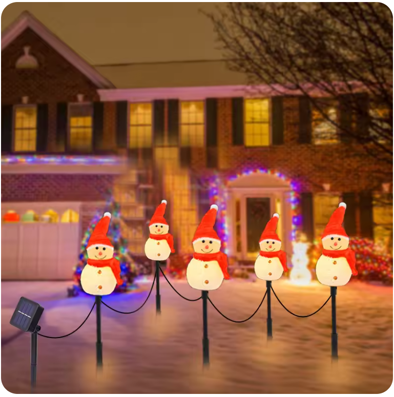Luzes Solares de Caminho para Jardim Boneco de Neve – Decoração de Natal Exterior