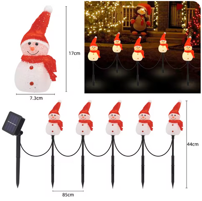 Luzes Solares de Caminho para Jardim Boneco de Neve – Decoração de Natal Exterior