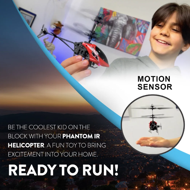 Helicóptero Hornet 2CH IR – Mini Drone de Controlo Remoto para Interior com Luzes LED e USB