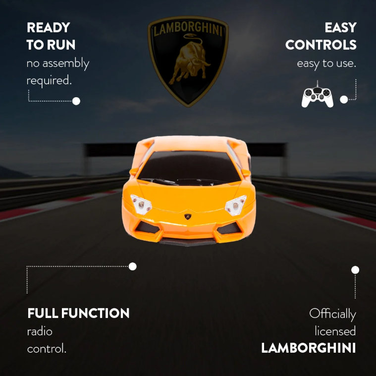 Lamborghini Aventador Carro Elétrico RC Supercarro - Réplica à Escala 1:24