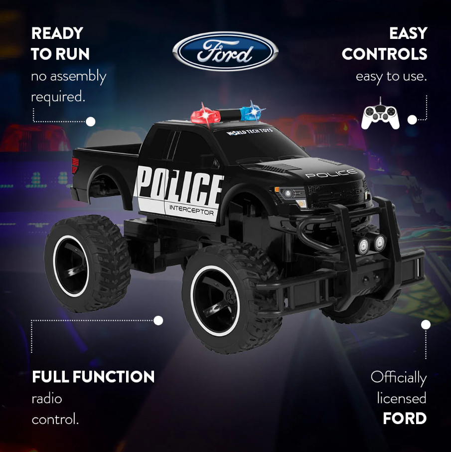 Camião Patrulha RC Elétrico Ford F-150 Polícia - Réplica à Escala 1:24
