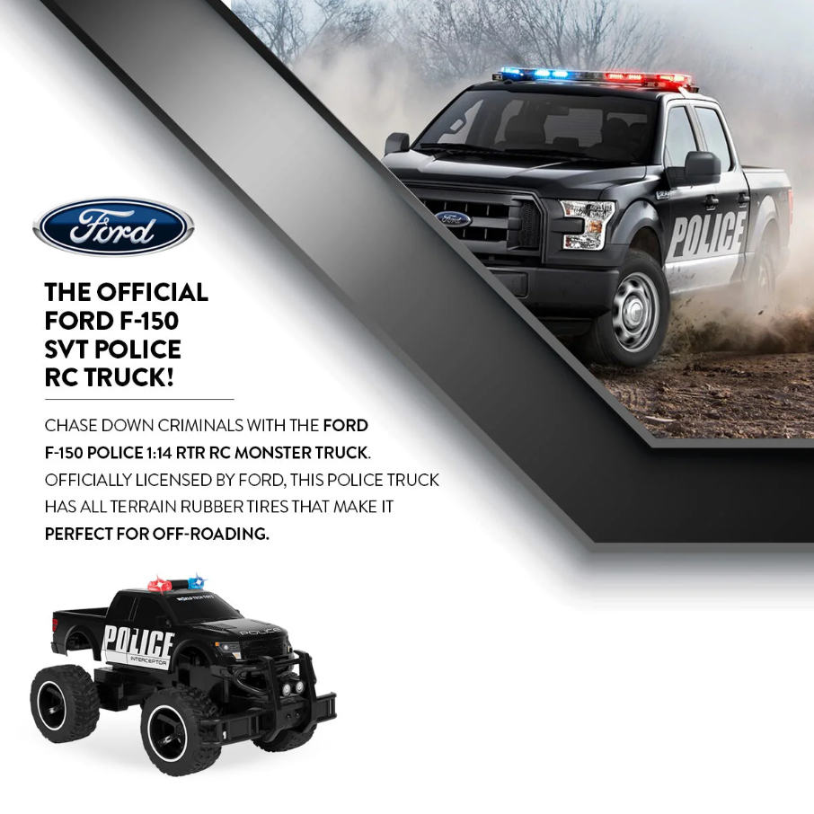 Camião Patrulha RC Elétrico Ford F-150 Polícia - Réplica à Escala 1:24
