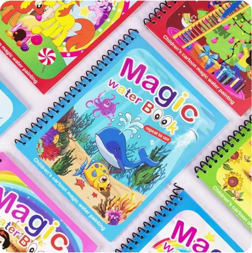 Livro de Desenho Mágico Montessori com Água – Atividade Sensorial de Colorir Reutilizável