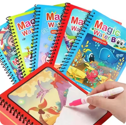 Livro de Desenho Mágico Montessori com Água – Atividade Sensorial de Colorir Reutilizável