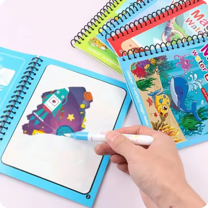 Livro de Desenho Mágico Montessori com Água – Atividade Sensorial de Colorir Reutilizável