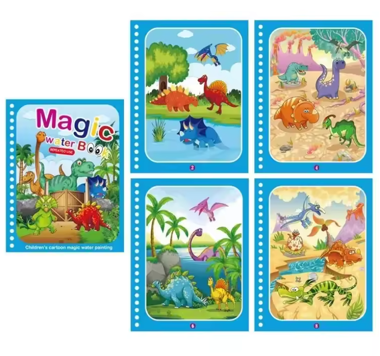 Livro de Desenho Mágico Montessori com Água – Atividade Sensorial de Colorir Reutilizável