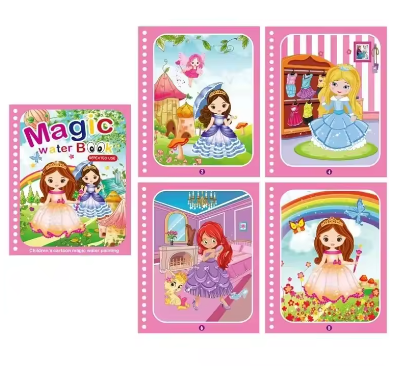 Livro de Desenho Mágico Montessori com Água – Atividade Sensorial de Colorir Reutilizável