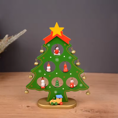 Decoração Nórdica de Árvore de Natal em Madeira – Conjunto de Enfeites de Natal