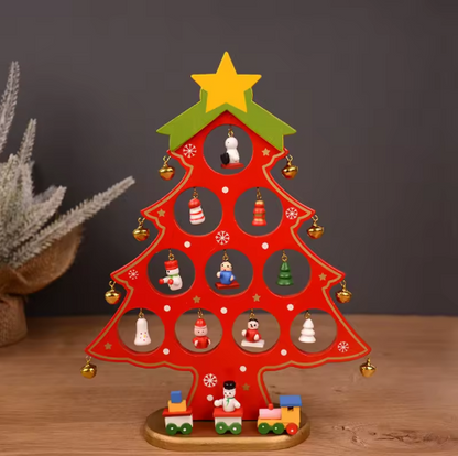 Decoração Nórdica de Árvore de Natal em Madeira – Conjunto de Enfeites de Natal