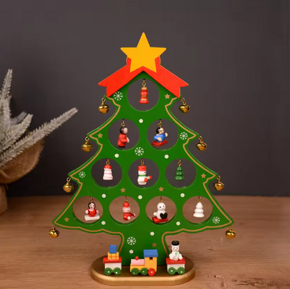 Decoração Nórdica de Árvore de Natal em Madeira – Conjunto de Enfeites de Natal