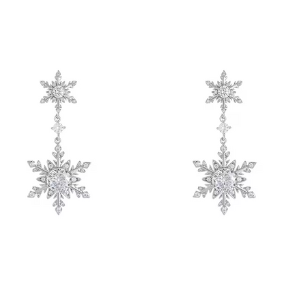 Brincos Pendentes Floco de Neve Brilhantes – Joias de Inverno com Strass