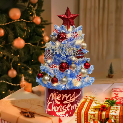 Pre-Lit Christmas Tree Kit with LED Lights & Decorative Orbs