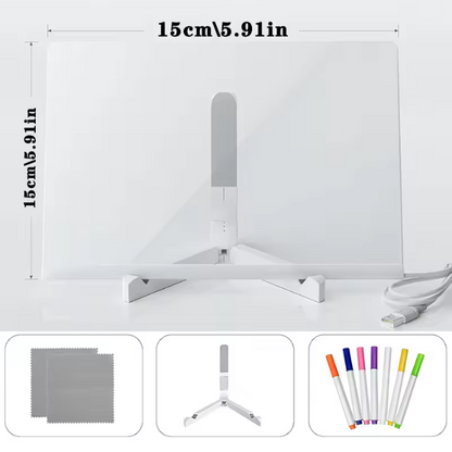 Candeeiro de Mesa com Quadro de Mensagens em Acrílico (USB, Apagável)