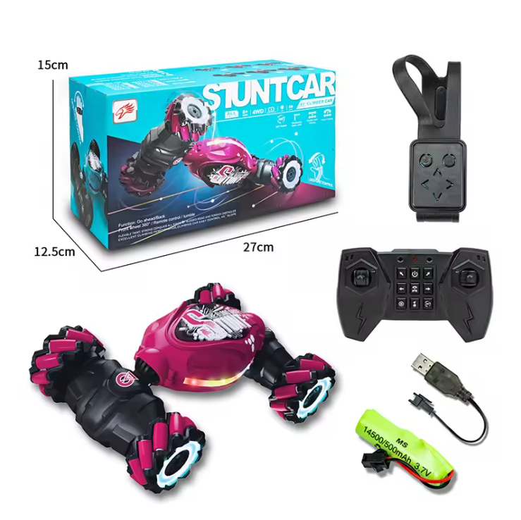 Carro de acrobacias RC – Controlo remoto e de movimento manual 4WD