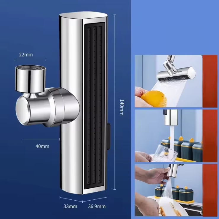 Boquilla de extensión de grifo giratoria universal con aireador a prueba de salpicaduras