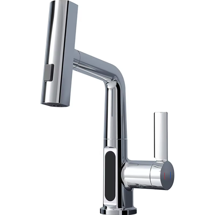 Digital Temperature Display Pull-Out Basin Faucet