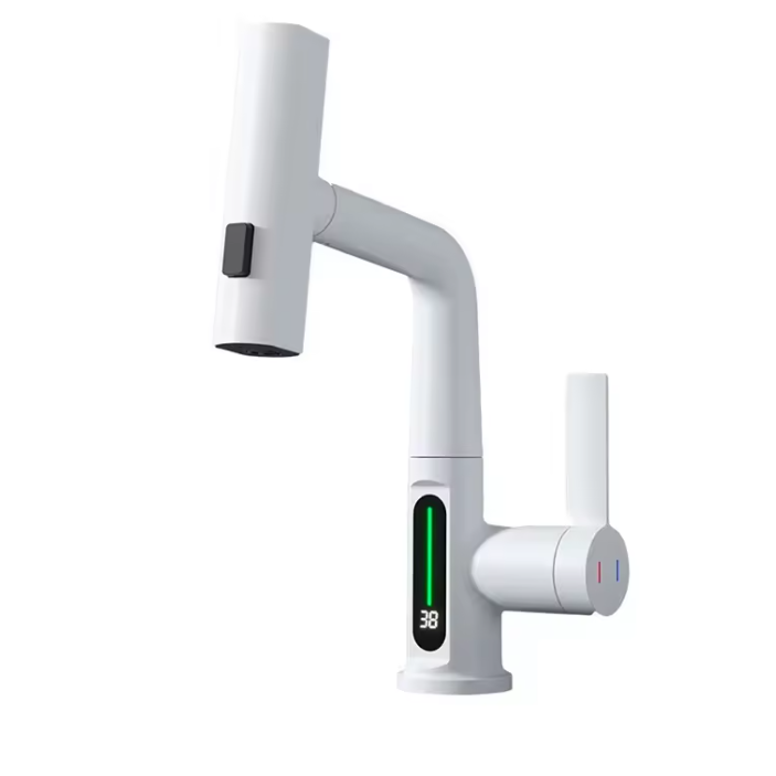 Digital Temperature Display Pull-Out Basin Faucet