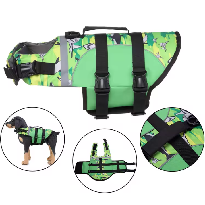 Colete Salva-Vidas Flutuante Refletor Respirável para Animais de Estimação