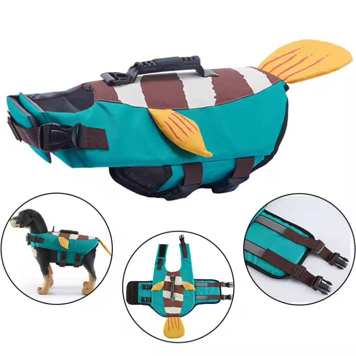 Colete Salva-Vidas Flutuante Refletor Respirável para Animais de Estimação