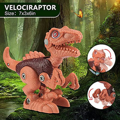 Conjunto de Construção Dinossauro Desmontável – Brinquedo de Construção STEM com Berbequim Elétrico