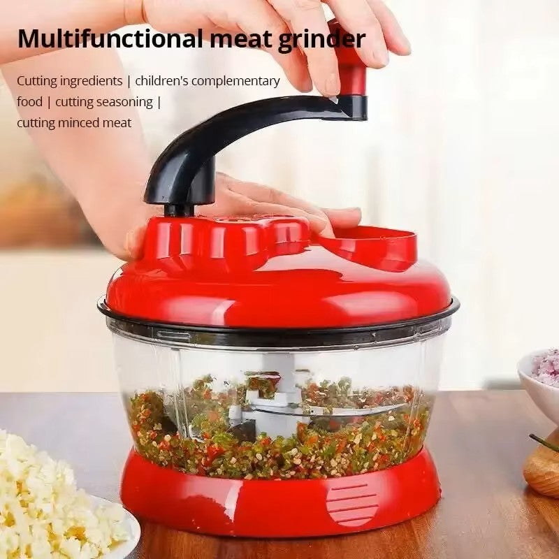 Manual Garlic Chopper & Vegetable Cutter - Multifunction Hand-Powered Food Processor & Meat Grinder - Onion, Chili & Ginger Slicer Masher