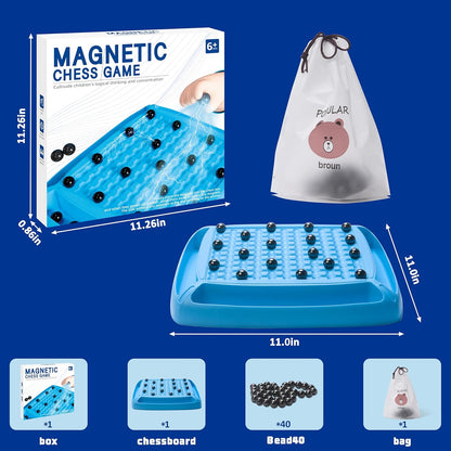 Divertido juego de mesa de ajedrez magnético familiar – 40 piedras magnéticas – Juego de mesa educativo para niños y adultos