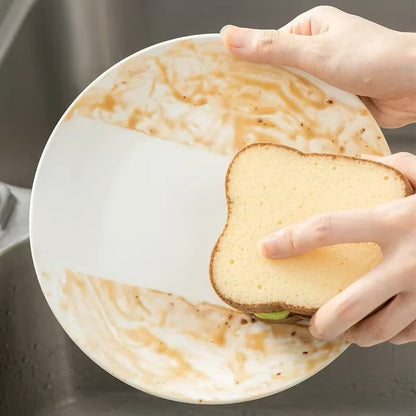 Juego de estropajos con forma de tostada - Esponjas de limpieza suaves y absorbentes con forma de rebanada de pan para platos y ollas