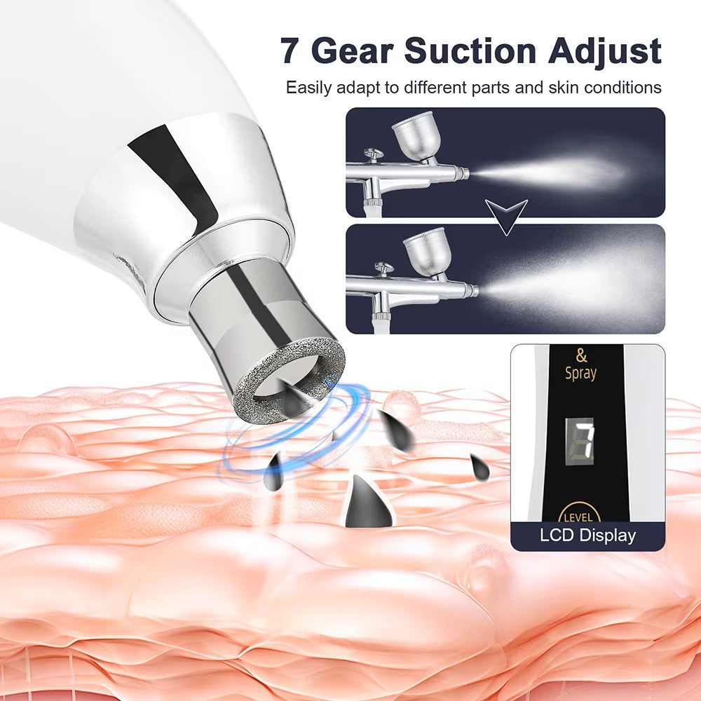 Máquina portátil de microdermoabrasión de diamante para peeling facial - Limpiador profundo de poros y extractor de espinillas al vacío - Para exfoliación y rejuvenecimiento de la piel