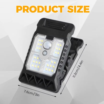 Luz solar de seguridad exterior con clip – Lámpara LED impermeable con sensor de movimiento