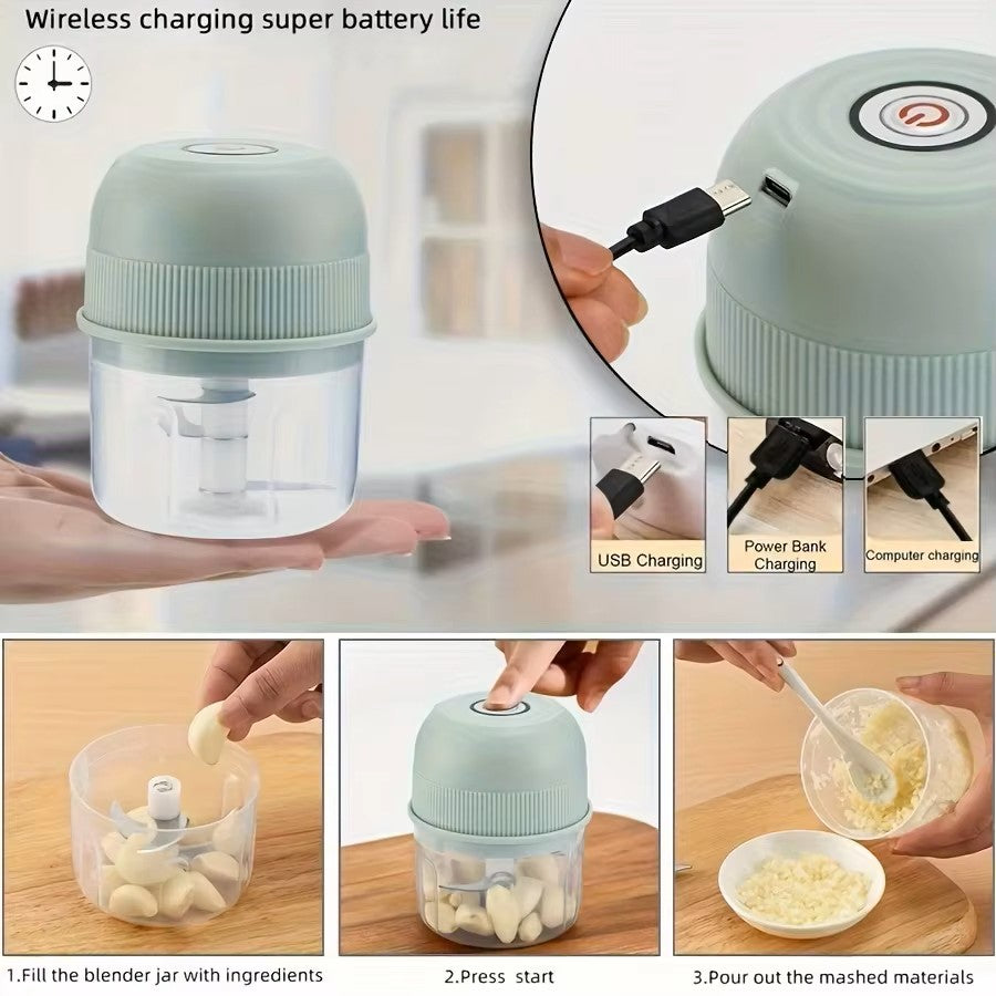 Prensa de ajos y picadora de verduras eléctrica - Mini procesador de alimentos y picadora de carne portátil - Picadora de cebolla y pimienta recargable por USB