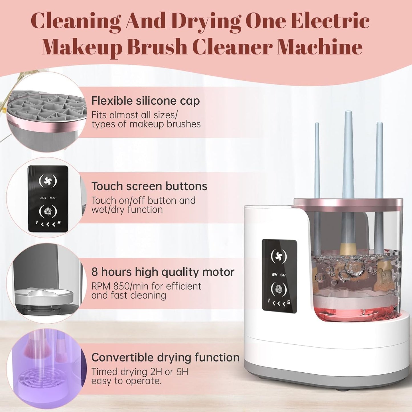Portable Electric Makeup Brush Cleaner – Automatic Spinning Cosmetic Brush Cleaning Tool for All Brush Sizes