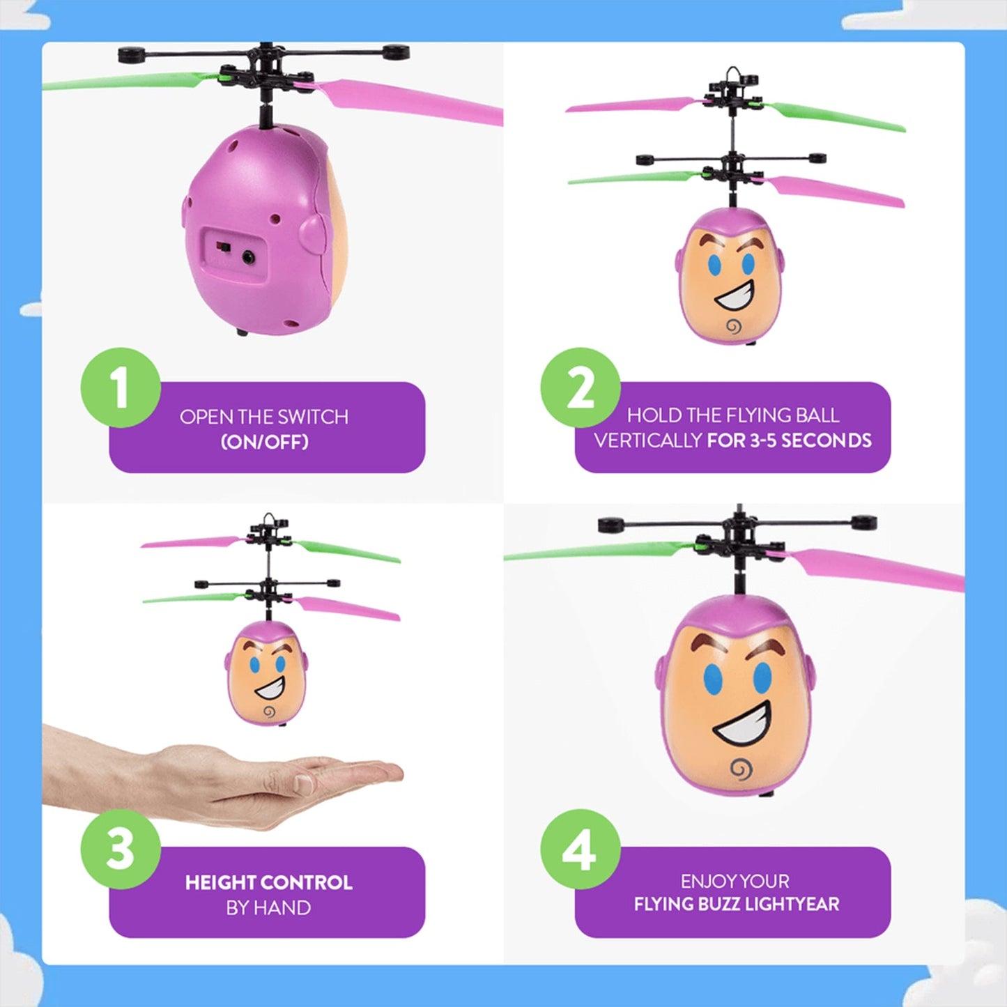 Pixar Toy Story Emoji Buzz Lightyear Helicóptero OVNI IR
