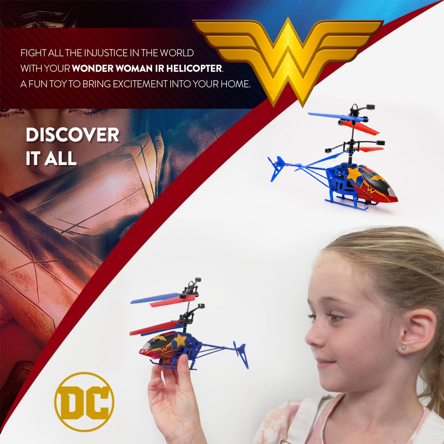 Helicópteros RC Infrarrojos de 2 Canales de DC Superheroes – Batman, Superman y Wonder Woman