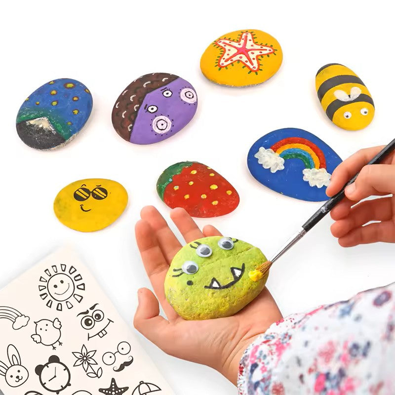 DIY Stone Painting Kit for Kids – Creative Rock Art Pebbles Set with Waterproof Paints – Educational Arts & Crafts Activity for Boys and Girls Ages 4-12