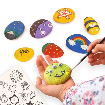 DIY Stone Painting Kit for Kids – Creative Rock Art Pebbles Set with Waterproof Paints – Educational Arts & Crafts Activity for Boys and Girls Ages 4-12