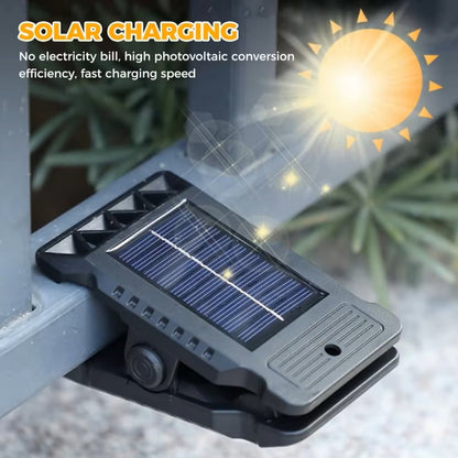Luz solar de seguridad exterior con clip – Lámpara LED impermeable con sensor de movimiento