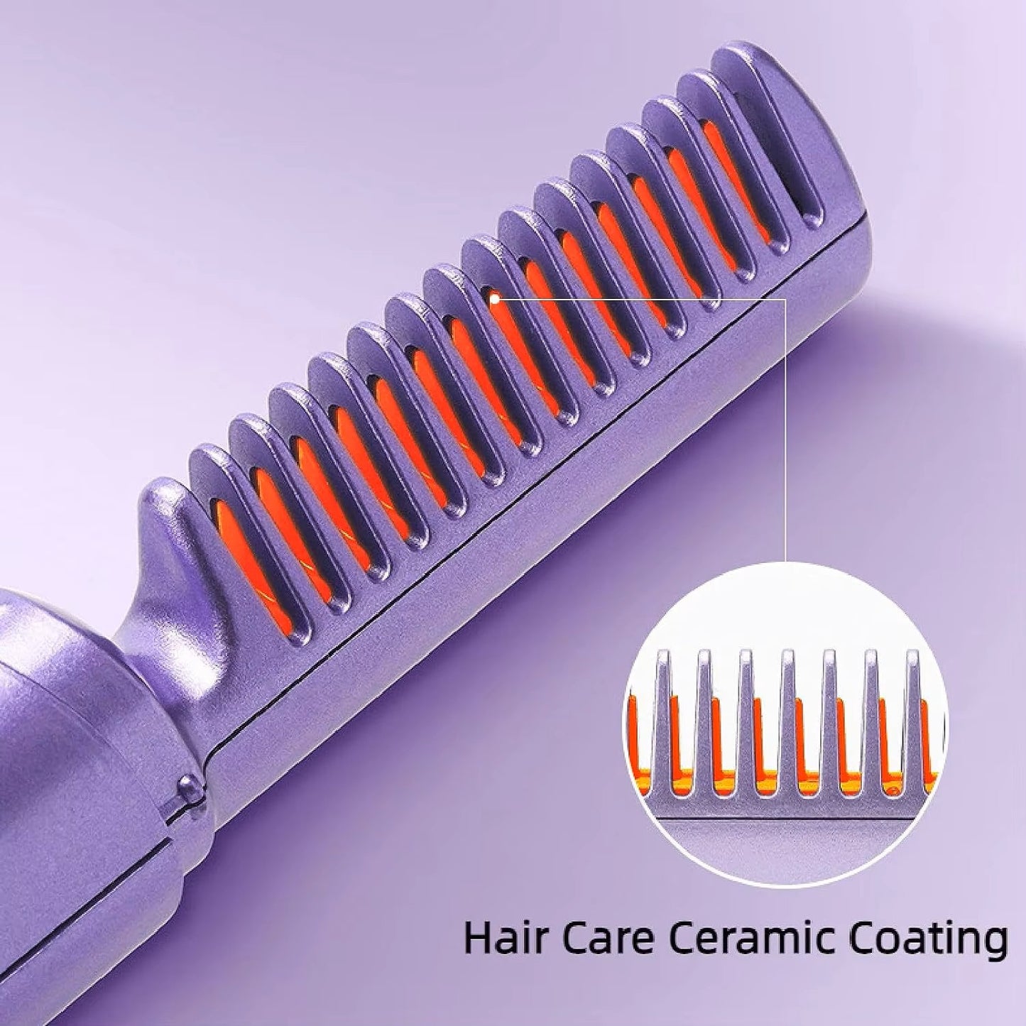 Portable Wireless Electric Hair Straightener Brush - Cordless Ionic Heating Comb for Smooth & Curly Hair - USB Rechargeable Travel Hair Styler