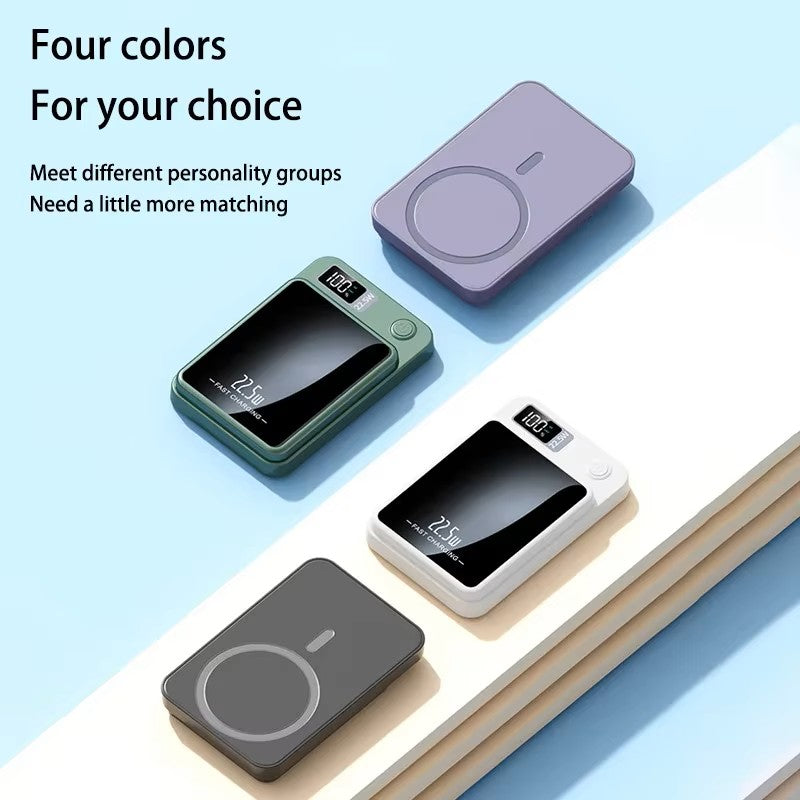 Batería externa magnética inalámbrica de 22,5 W – Cargador portátil ultradelgado de carga rápida – Batería externa compacta para viajes para iPhone, Android y Huawei
