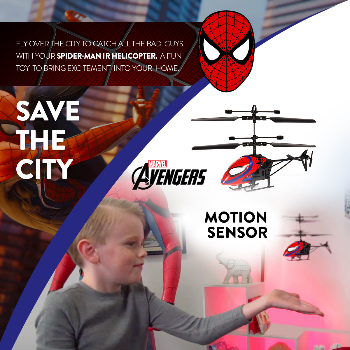 [Marvel] Spider-Man Helicóptero a control remoto de 2 canales