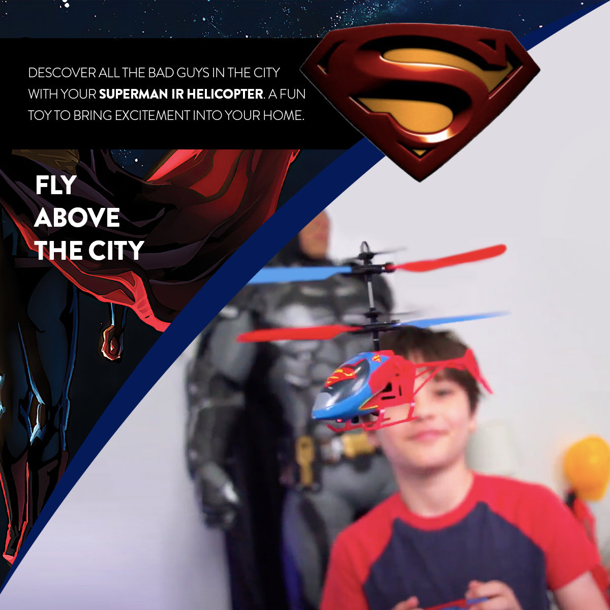 Helicópteros RC Infrarrojos de 2 Canales de DC Superheroes – Batman, Superman y Wonder Woman
