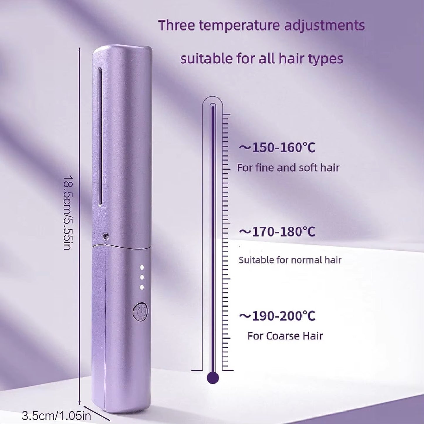 Portable Wireless Electric Hair Straightener Brush - Cordless Ionic Heating Comb for Smooth & Curly Hair - USB Rechargeable Travel Hair Styler