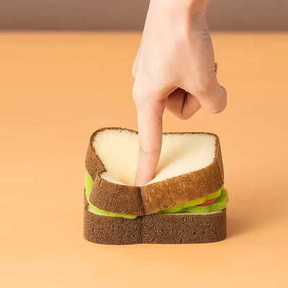 Juego de estropajos con forma de tostada - Esponjas de limpieza suaves y absorbentes con forma de rebanada de pan para platos y ollas