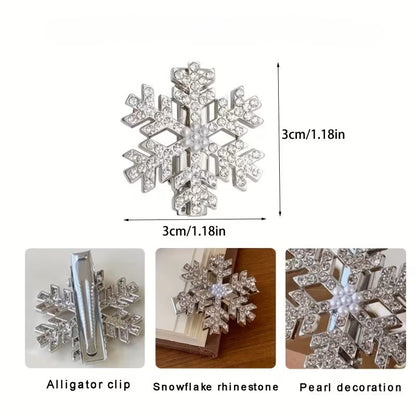 Sparkling Diamond Snow Hair Clips – Elegant Winter Metal Alligator Barrettes
