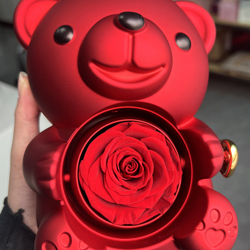 Oso de peluche - Caja de regalos con rosas eternas
