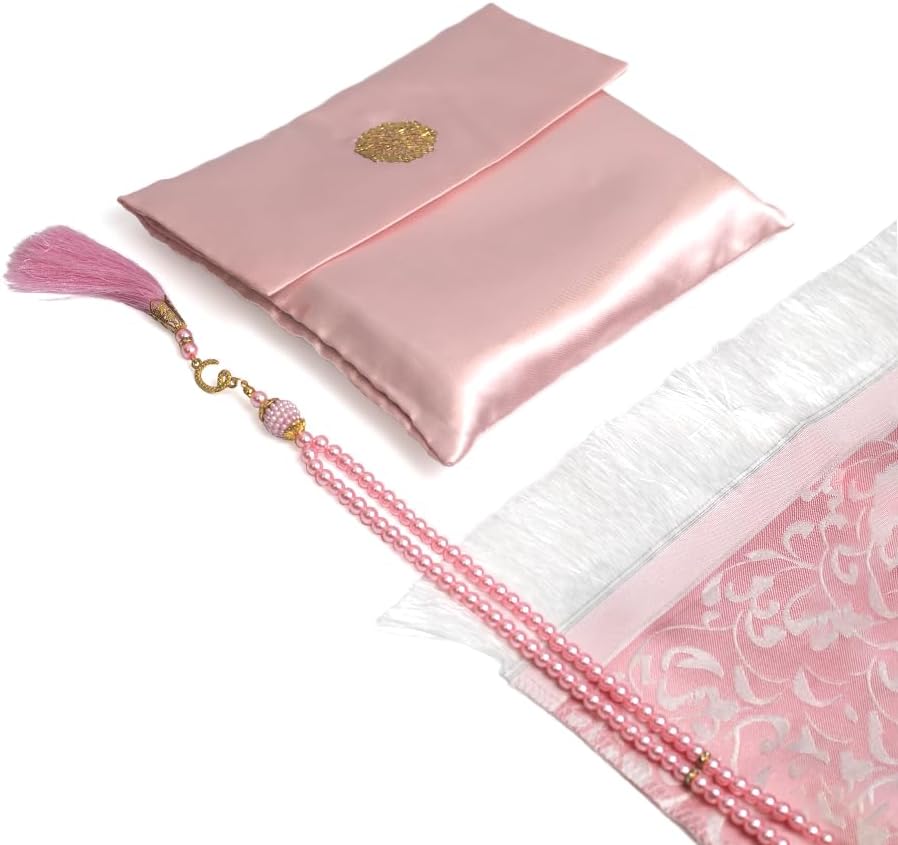 Elegante Conjunto de Presente de 3 Peças: Tapete de Oração de Viagem e Tasbih