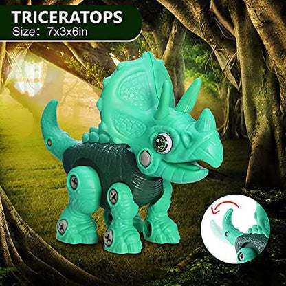 Conjunto de Construção Dinossauro Desmontável – Brinquedo de Construção STEM com Berbequim Elétrico
