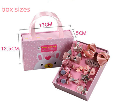18pcs Korean Princess Kids Hair Clip Set with Gift Box – Cute Floral & Bow Hair Accessories